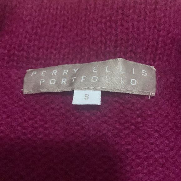 Vintage Perry Ellis Knit Blazer Cardigan Magenta Single Breasted Small - Picture 3 of 9